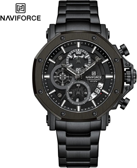 NAVIFORCE NF8065 Men's All-Black Stainless Steel Watch – Fashion Business Timepiece